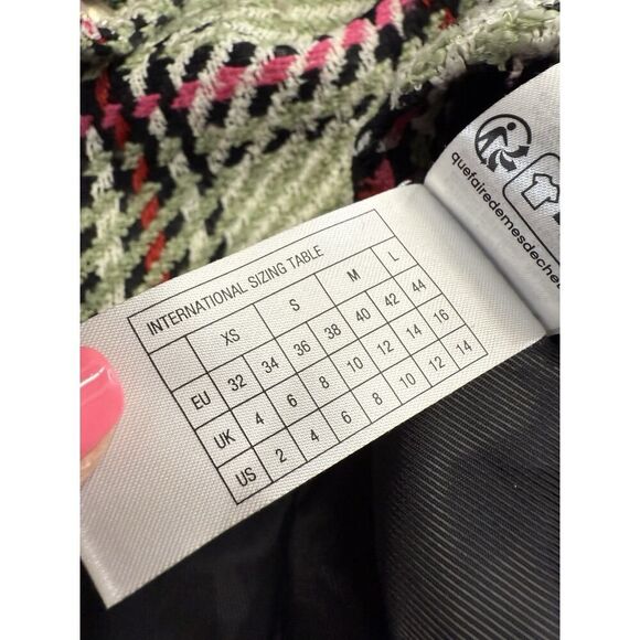 Essentiel Antwerp Checked Oversized Jacket XS Green Ecru Plaid Boxy Fit - Picture 10 of 12